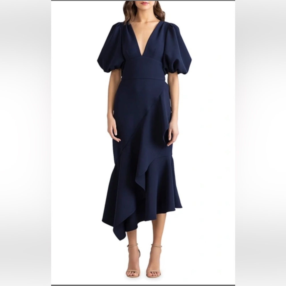 Shoshanna WADES PUFF-SLEEVE DRESS IN NAVY/Midnight
